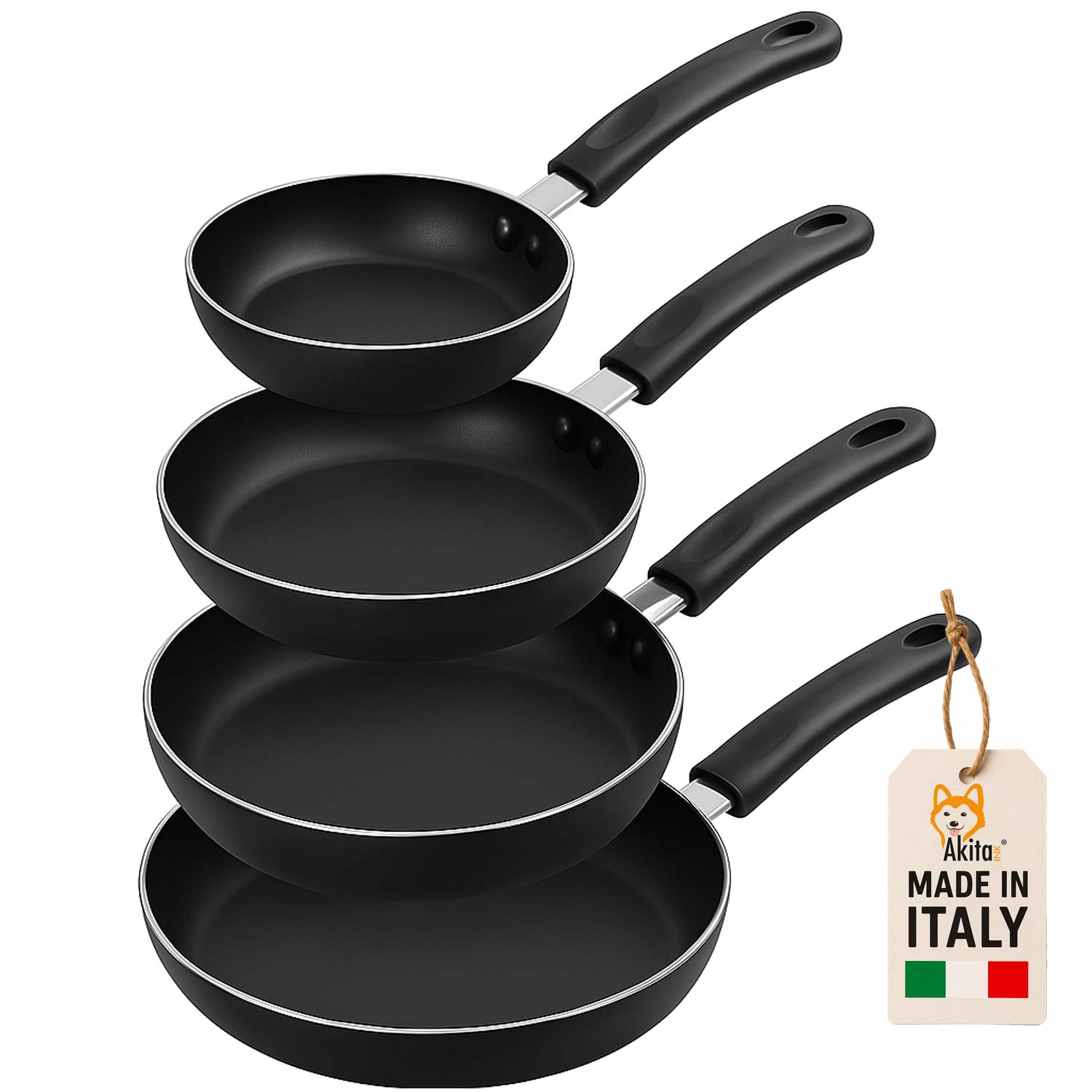 Set 4 padelle antiaderenti Akitaink 16-28 cm cucina foto 2