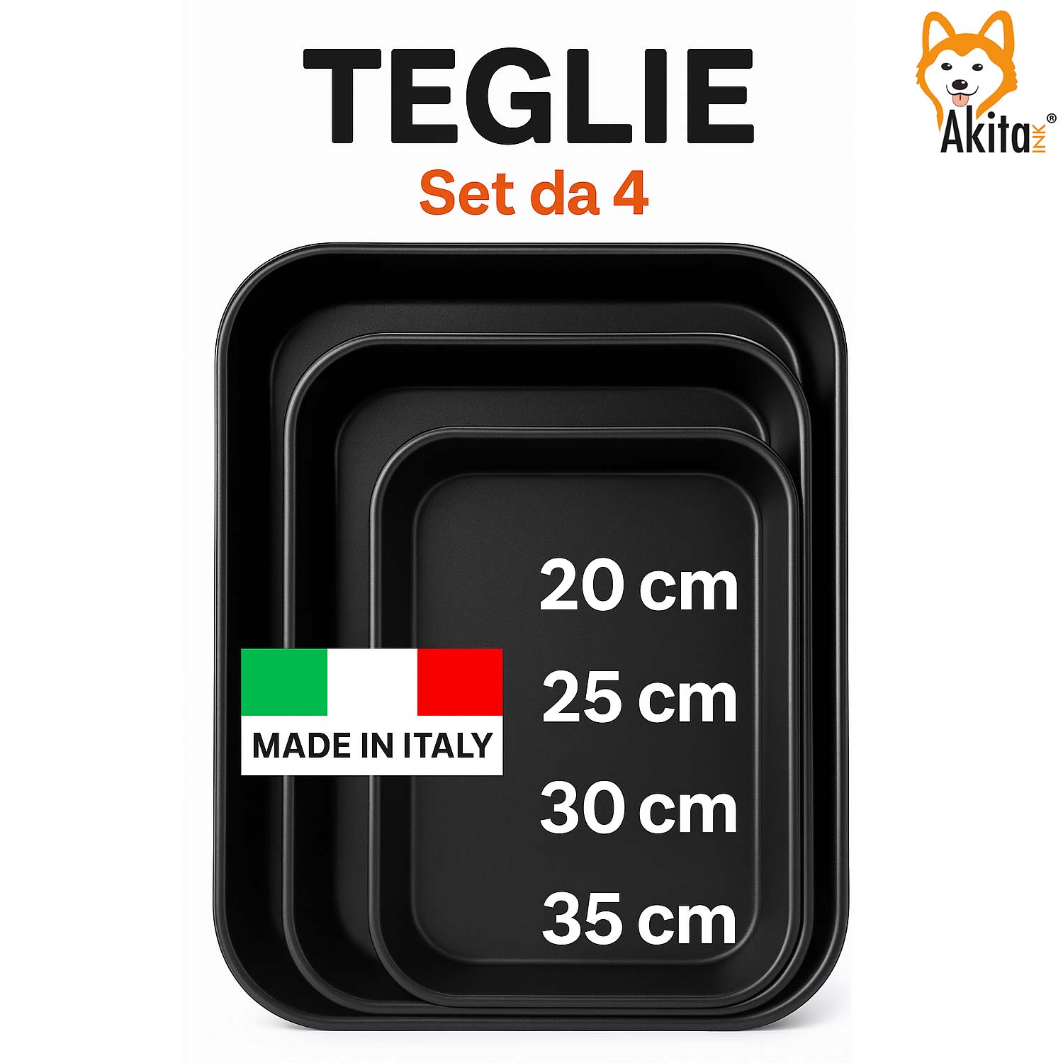 Set 4 Teglie Forno Antiaderenti 20‑35 cm in Acciaio foto 3