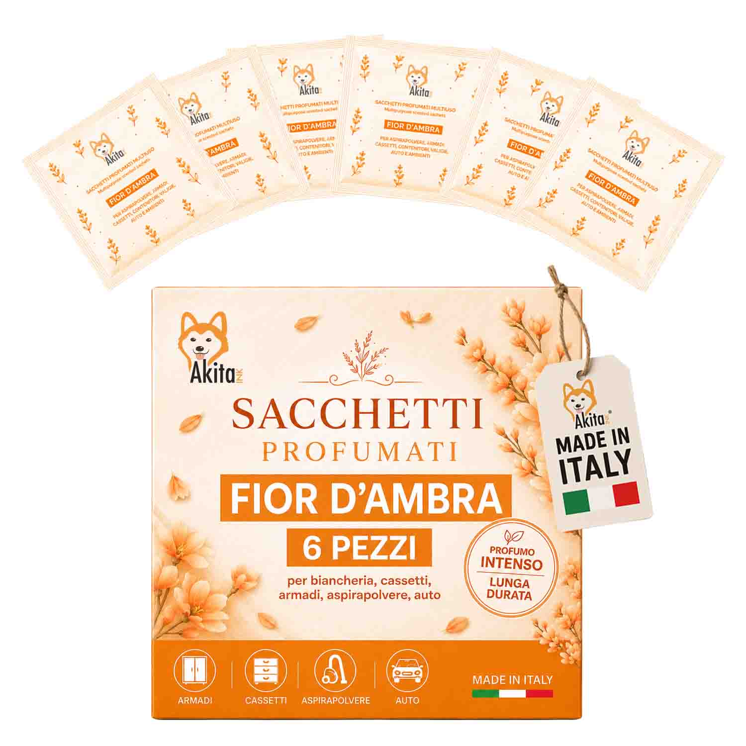 Set 6 Sacchetti Profumati Fior d Ambra per Armadi e Cassetti foto 2
