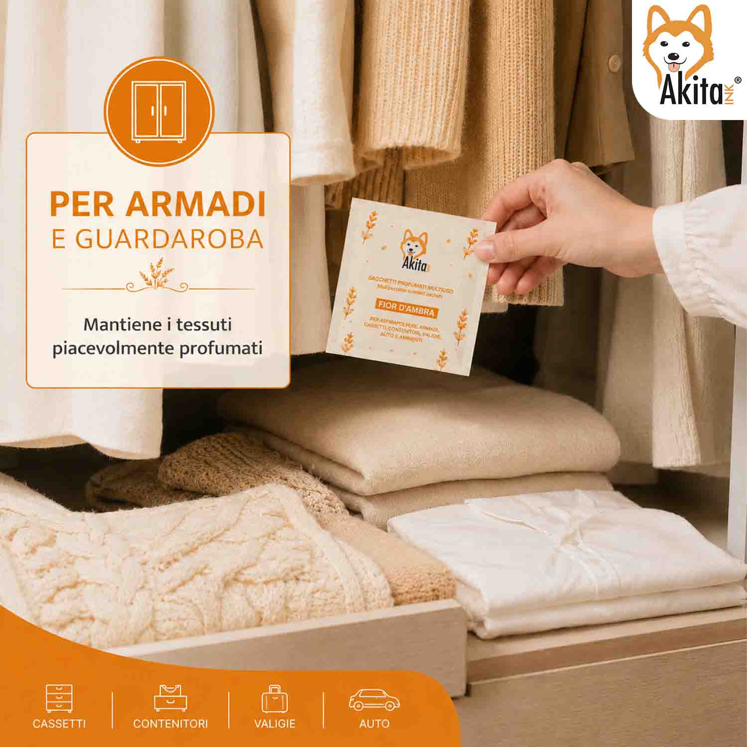 Set 6 Sacchetti Profumati Fior d Ambra per Armadi e Cassetti foto 3