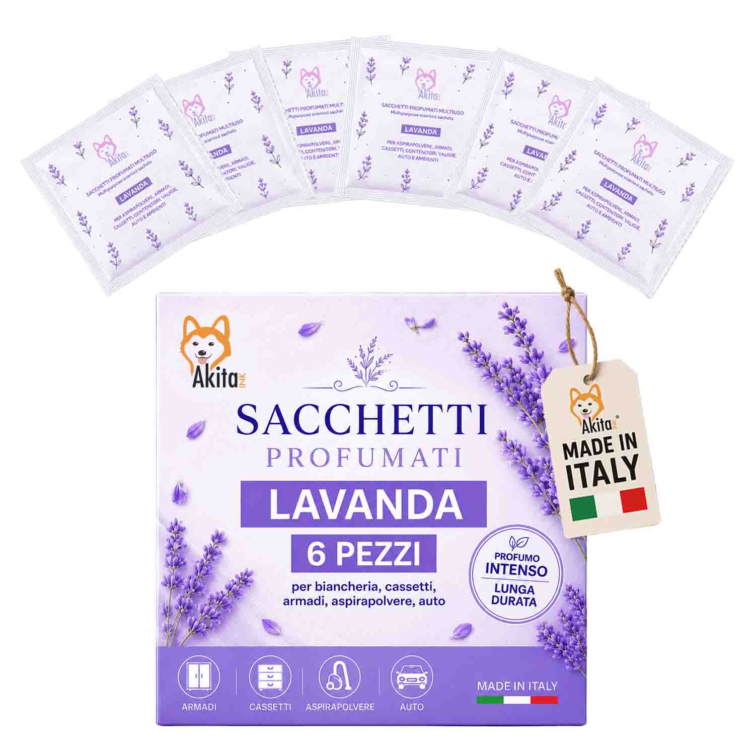 Set 6 Sacchetti Profumati Lavanda per Armadi e Cassetti foto 2