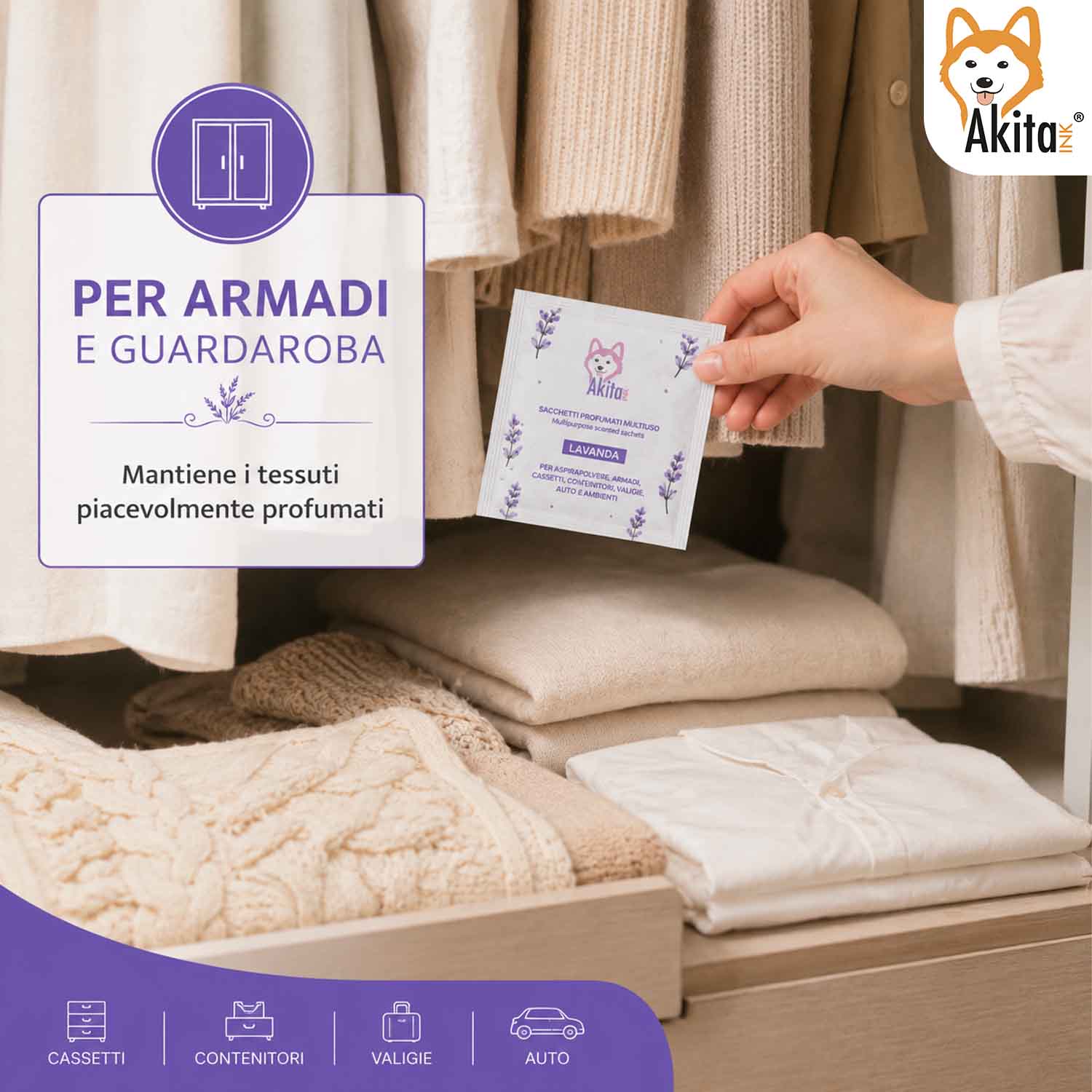 Set 6 Sacchetti Profumati Lavanda per Armadi e Cassetti foto 3