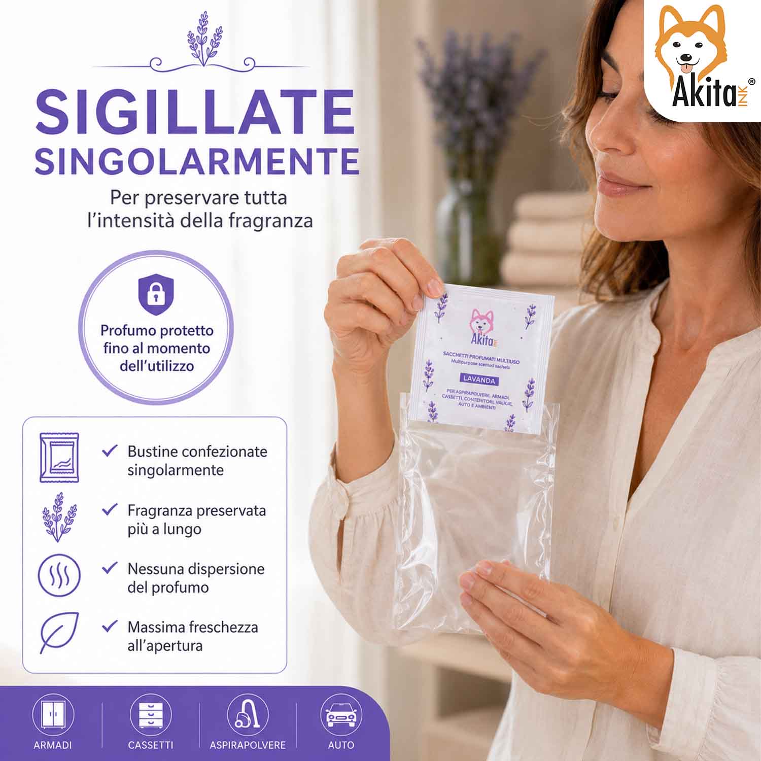 Set 6 Sacchetti Profumati Lavanda per Armadi e Cassetti foto 5