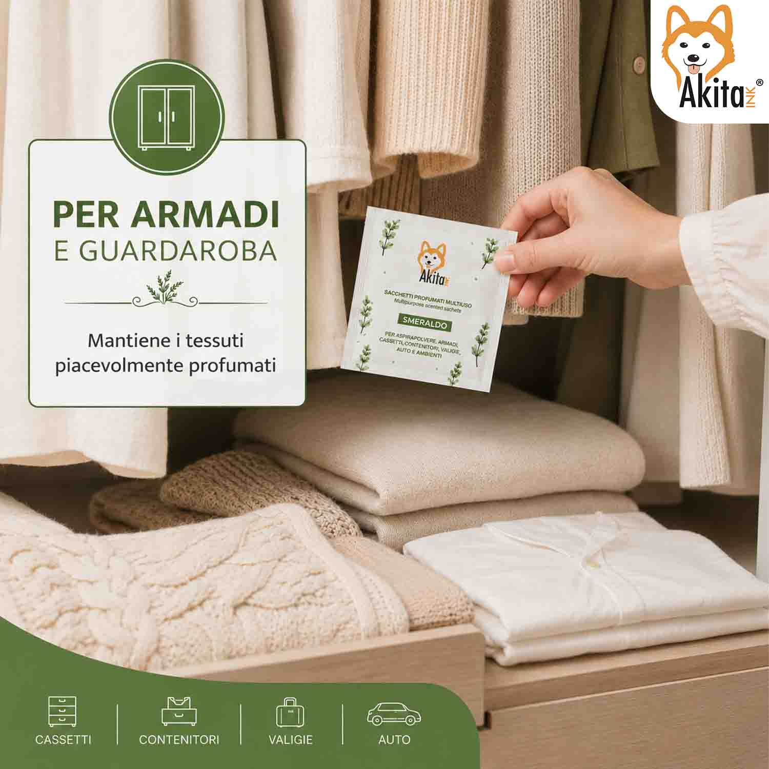 Set 6 Sacchetti Profumati Smeraldo per Armadi e Cassetti foto 3