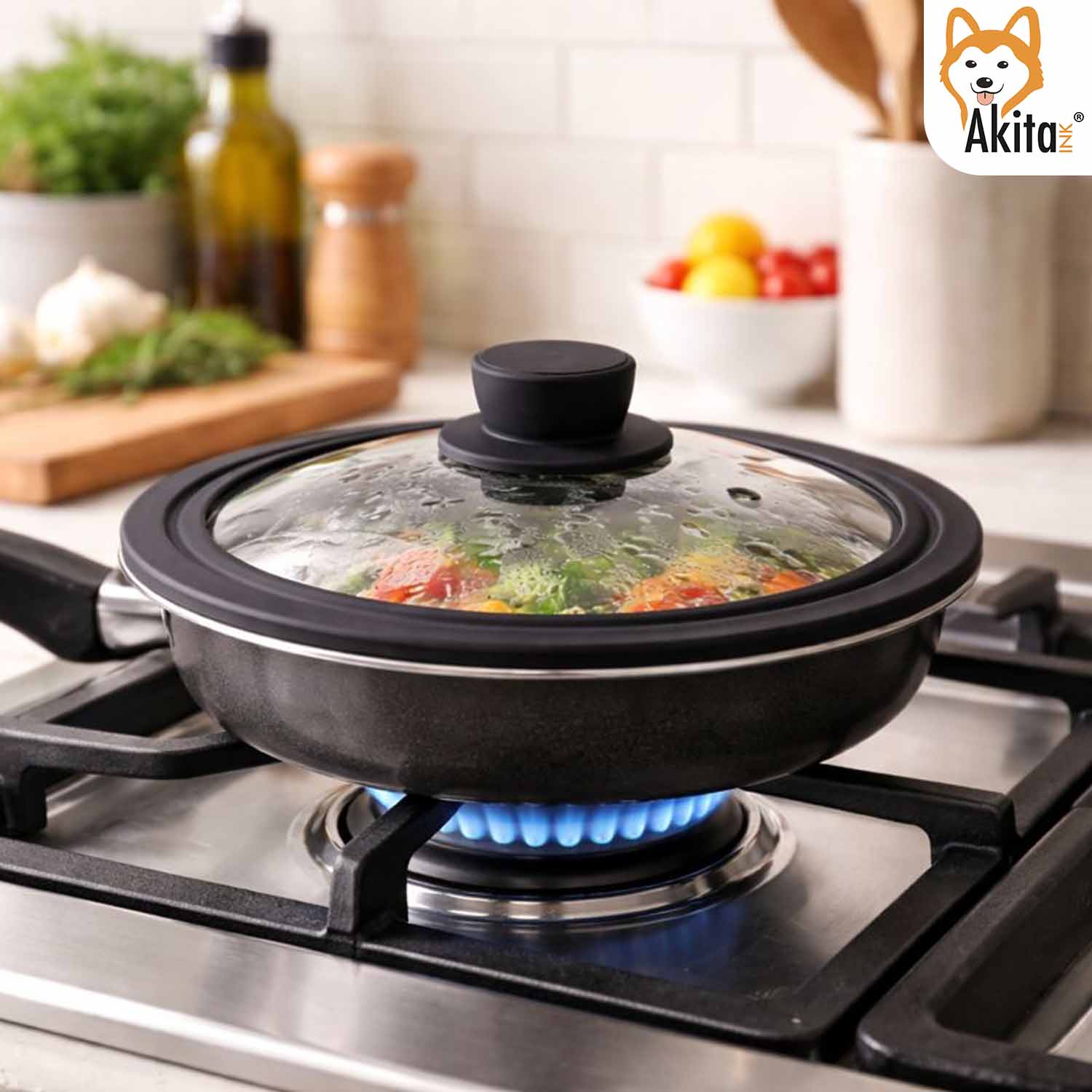 Coperchio Universale in Vetro 22-24-26 cm con Silicone foto 5