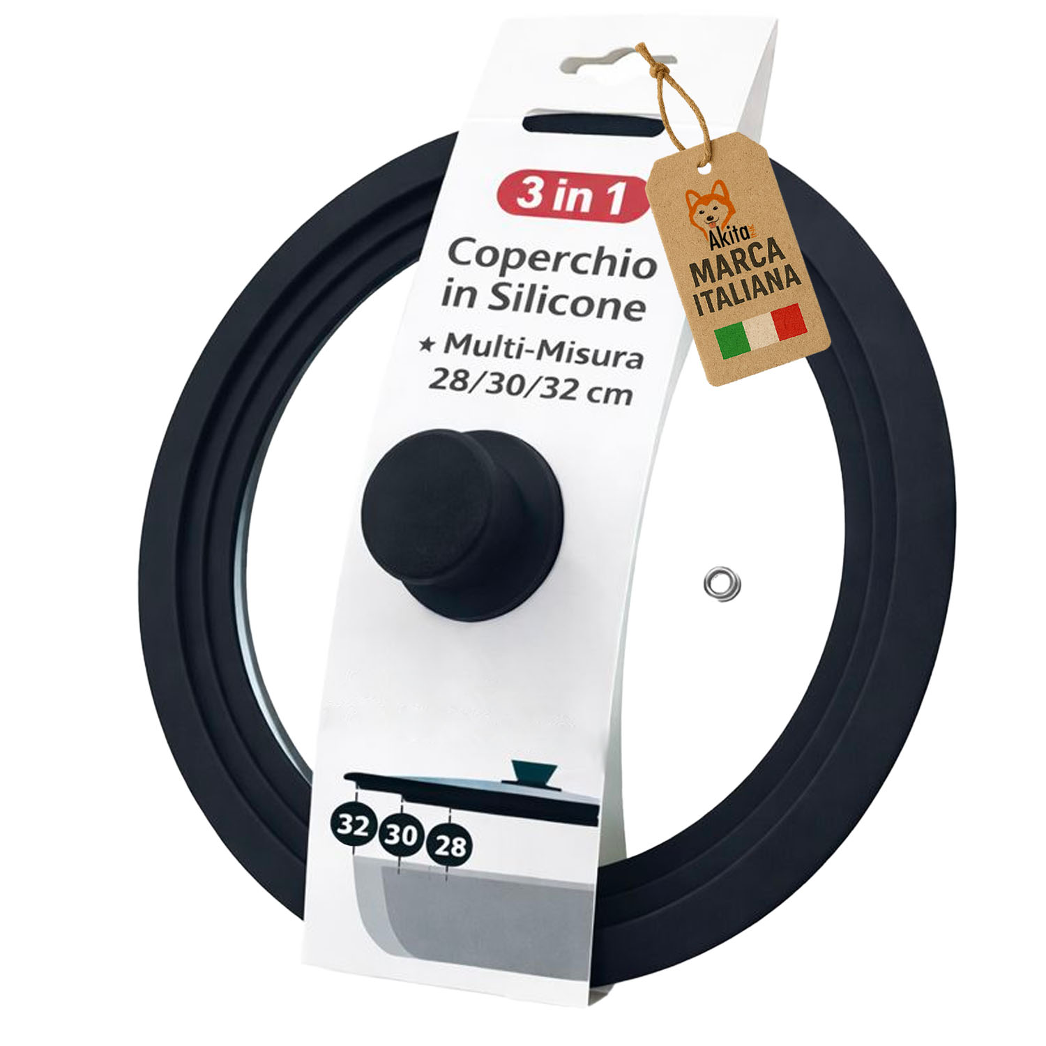 Coperchio Universale in Vetro 28-30-32 cm con Silicone foto 2