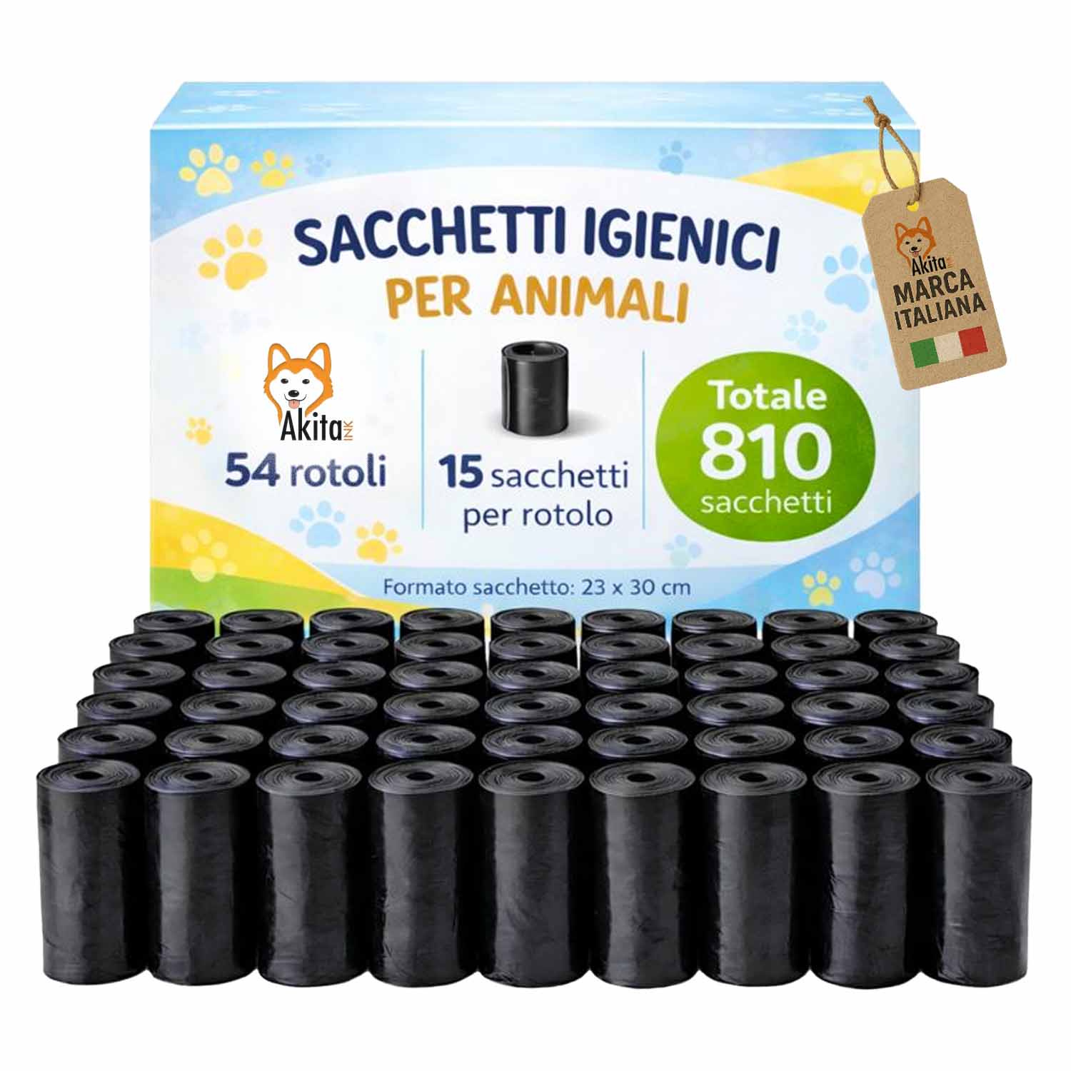 Sacchetti igienici per animali 810 pz nero 54 rotoli.
