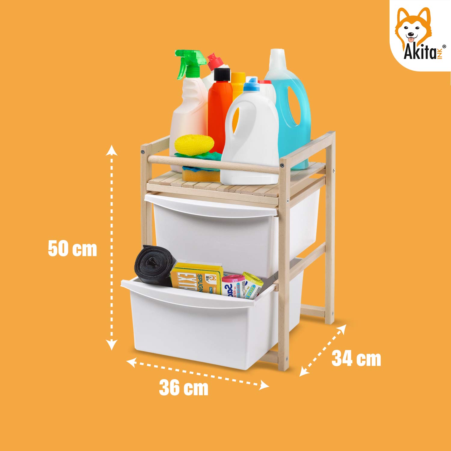 Cassettiera Sottolavello Akitaink in Legno di Faggio foto 5