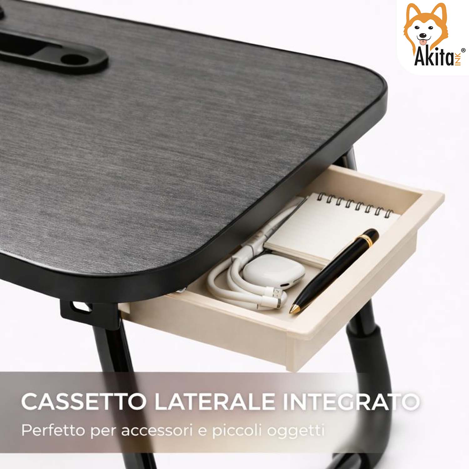 Vassoio da Scrivania Pieghevole per PC con Cassetto foto 4