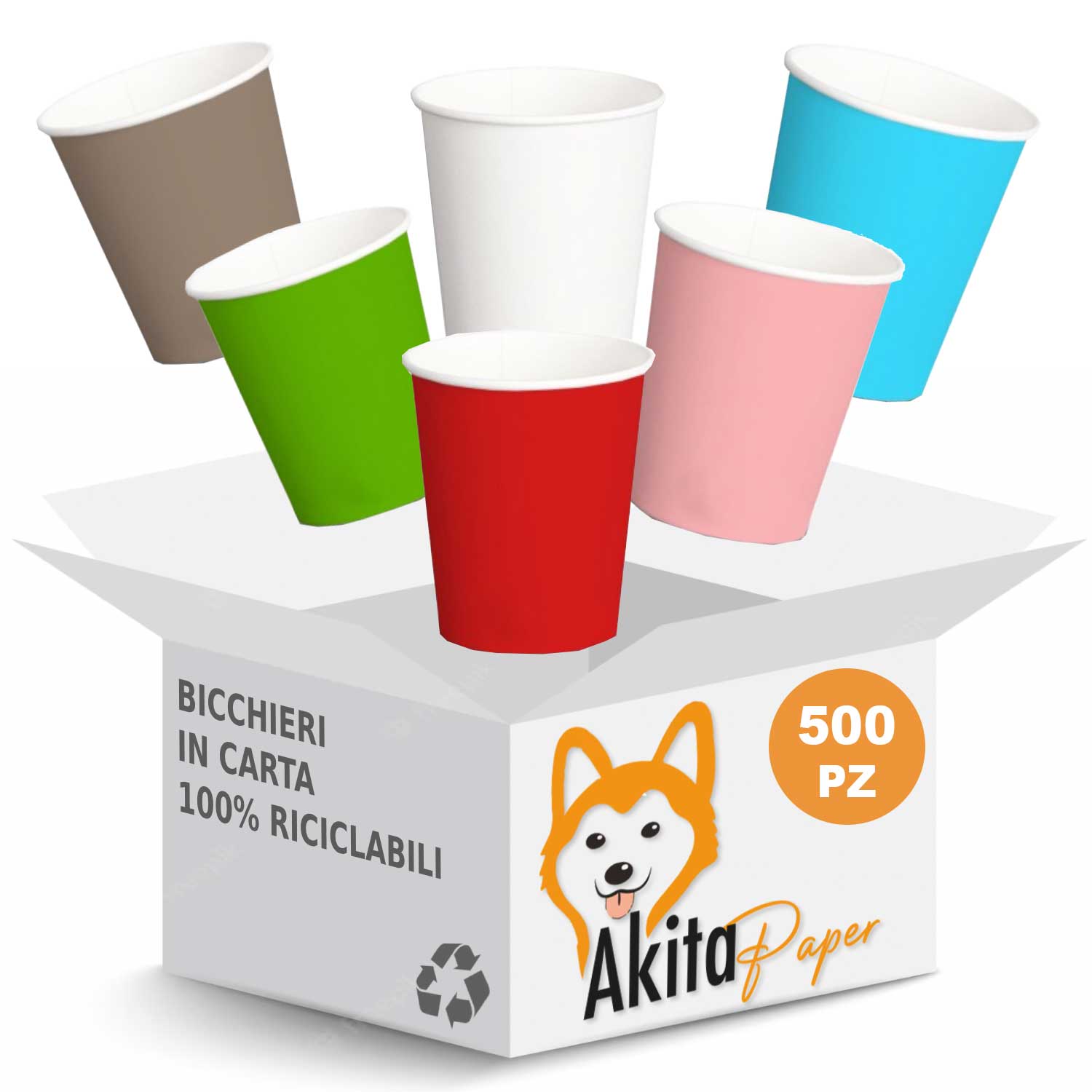 AkitaINK 500 pz Bicchieri Monouso in Carta colorati da 180-200 ml Bicchiere com foto 2