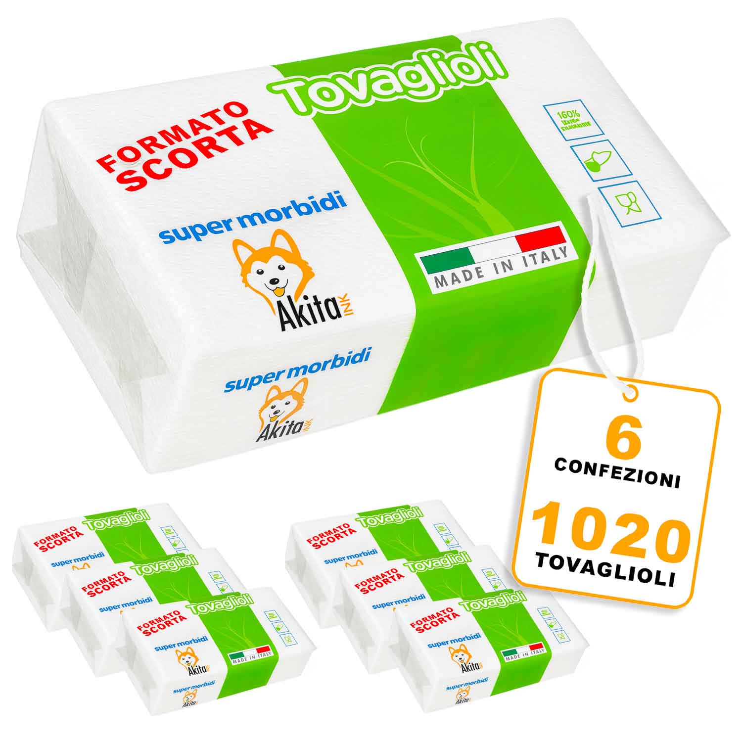Tovaglioli monovelo akitaink 1020pz - 6x170.