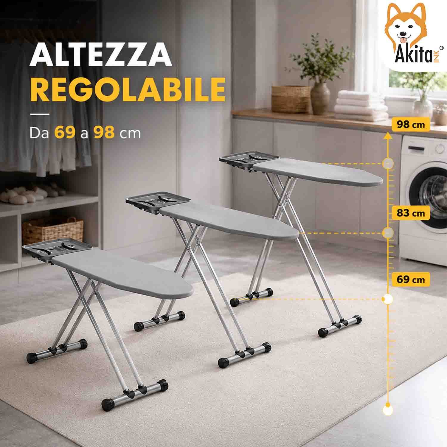 Asse da Stiro 125x43 cm con Presa Integrata e Poggiaferro foto 4