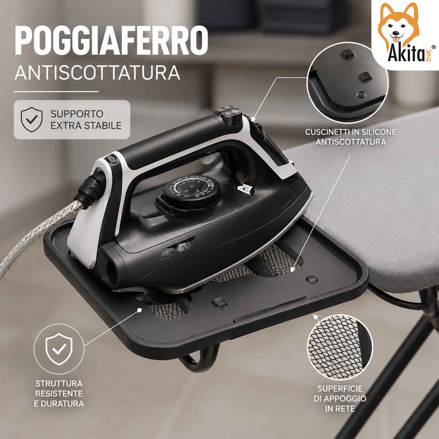 Asse da Stiro Brava 110x33 cm Regolabile con Poggiaferro foto 4