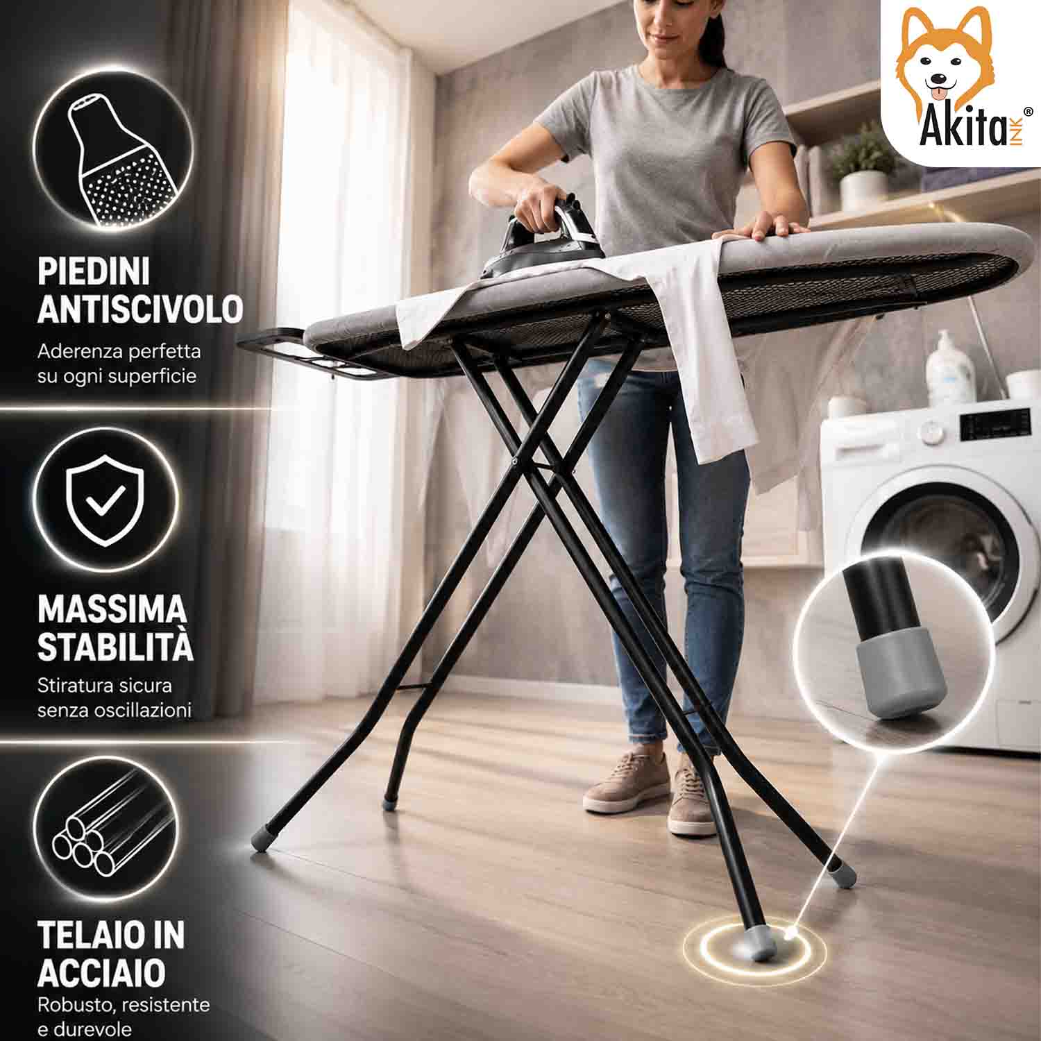 Asse da Stiro Brava 110x33 cm Regolabile con Poggiaferro foto 5
