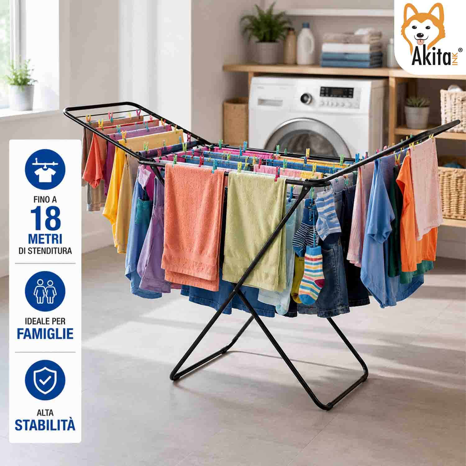 Stendibiancheria Aegeanstar Nero 18 m Acciaio Pieghevole foto 6