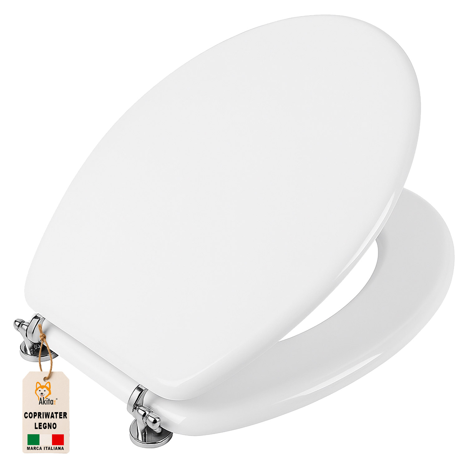 Copriwater universale in legno MDF bianco per WC da bagno foto 2
