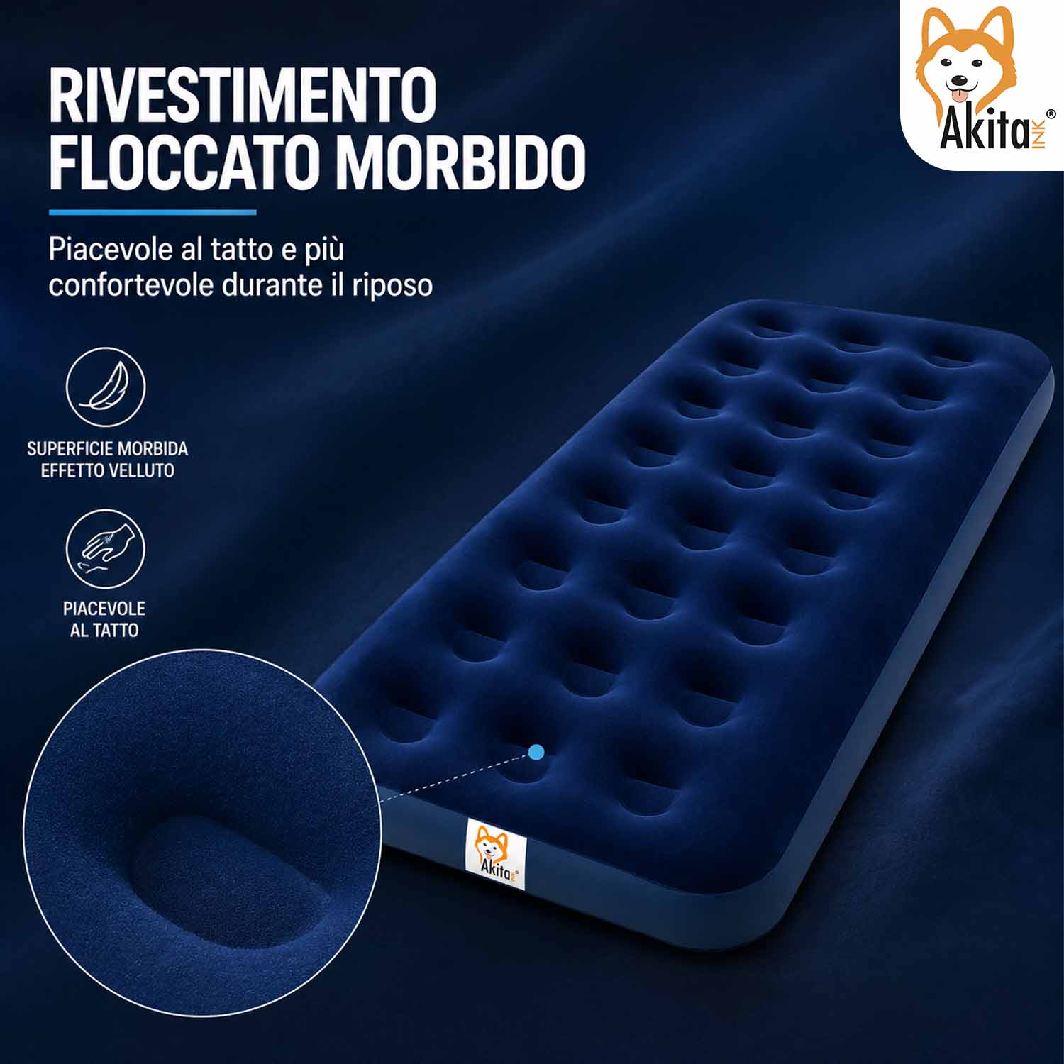 MATERASSINO GONFIABILE FLOCCATO CM.183X76X23 1 PZ