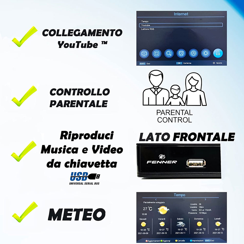Decoder DVB-T2 HD 1080p Digitale terrestre autosintonizzazione HDMI HEVC H265 foto 6