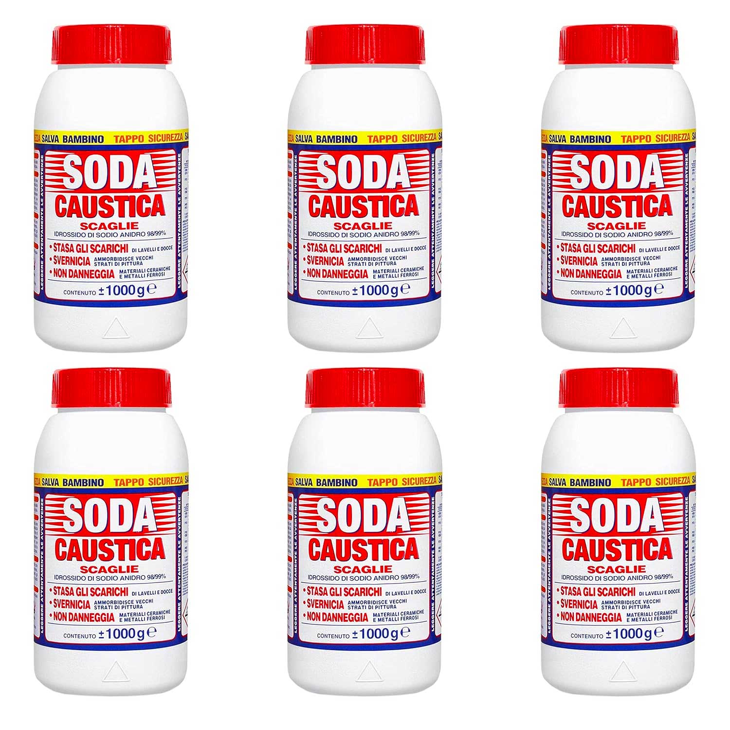 Marten 6 kg soda caustica a scaglie per uso industriale domestico sverniciare.