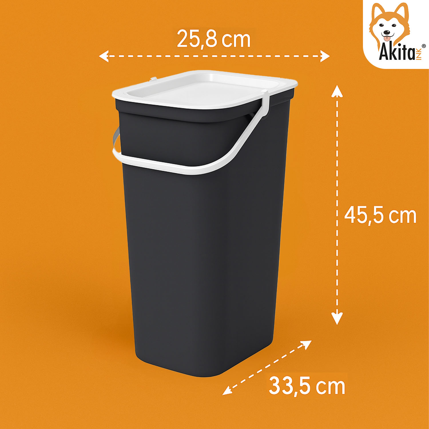 Pattumiera 25L Moda Nero - Bianco con Manico Blocca Apertura foto 5