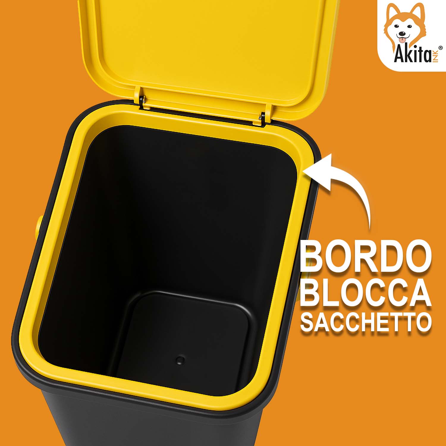 Pattumiera 25L Moda Nero - Ambra con Manico Blocca Apertura foto 3