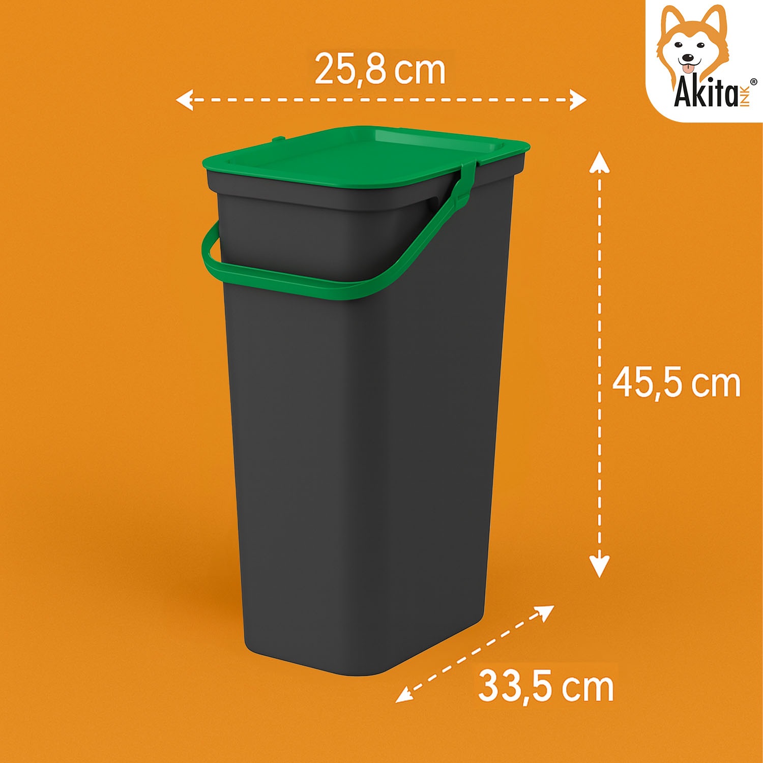 Pattumiera 25L Moda Nero - Verde con Manico Blocca Apertura foto 5