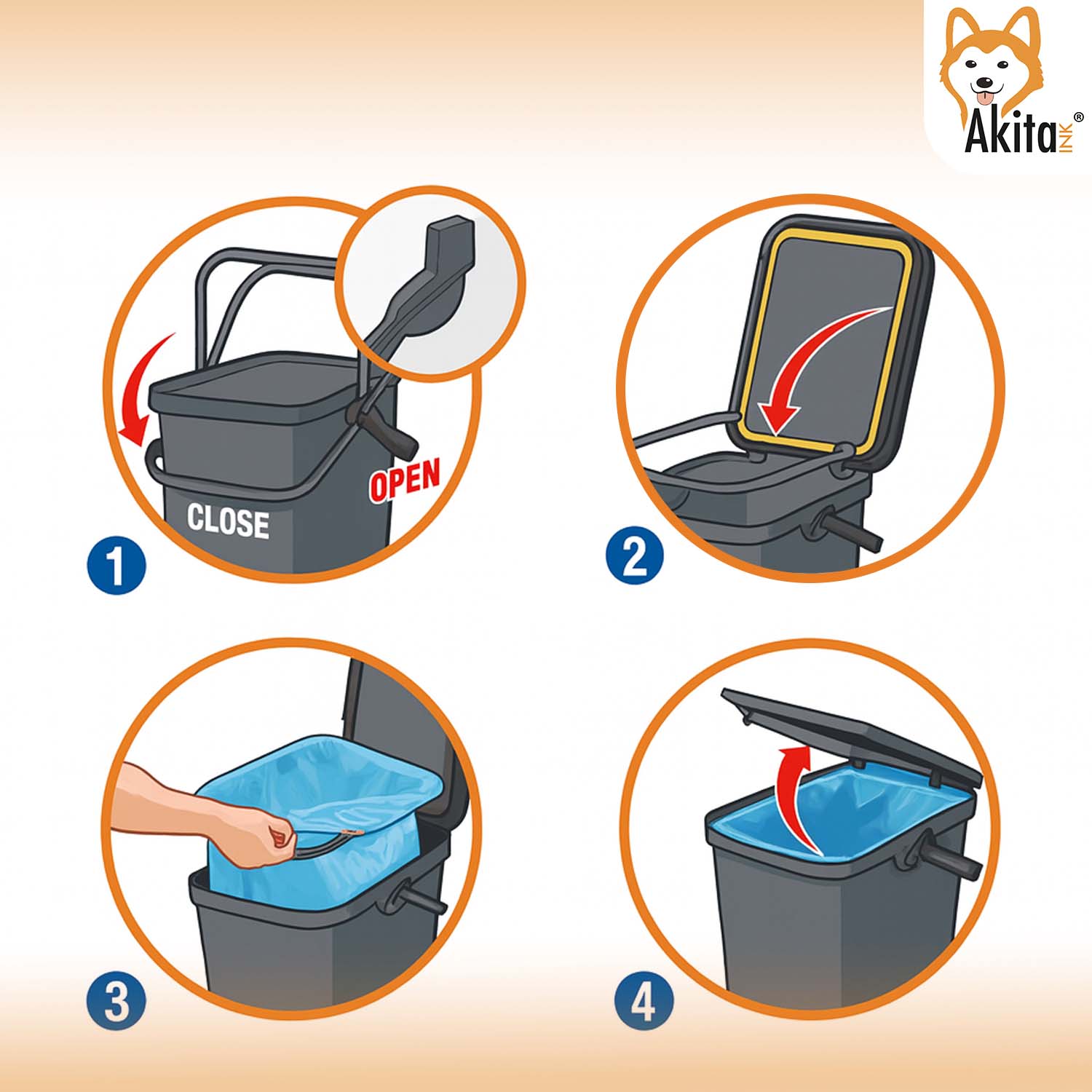 Pattumiera 25L Moda Nero - Ambra con Manico Blocca Apertura foto 6