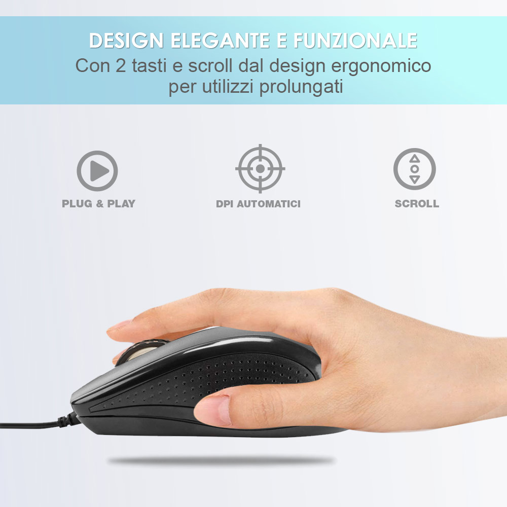 Mouse con filo usb ergonomico per computer e notebook pc e mac soft touch -  Nonsoloinformatica