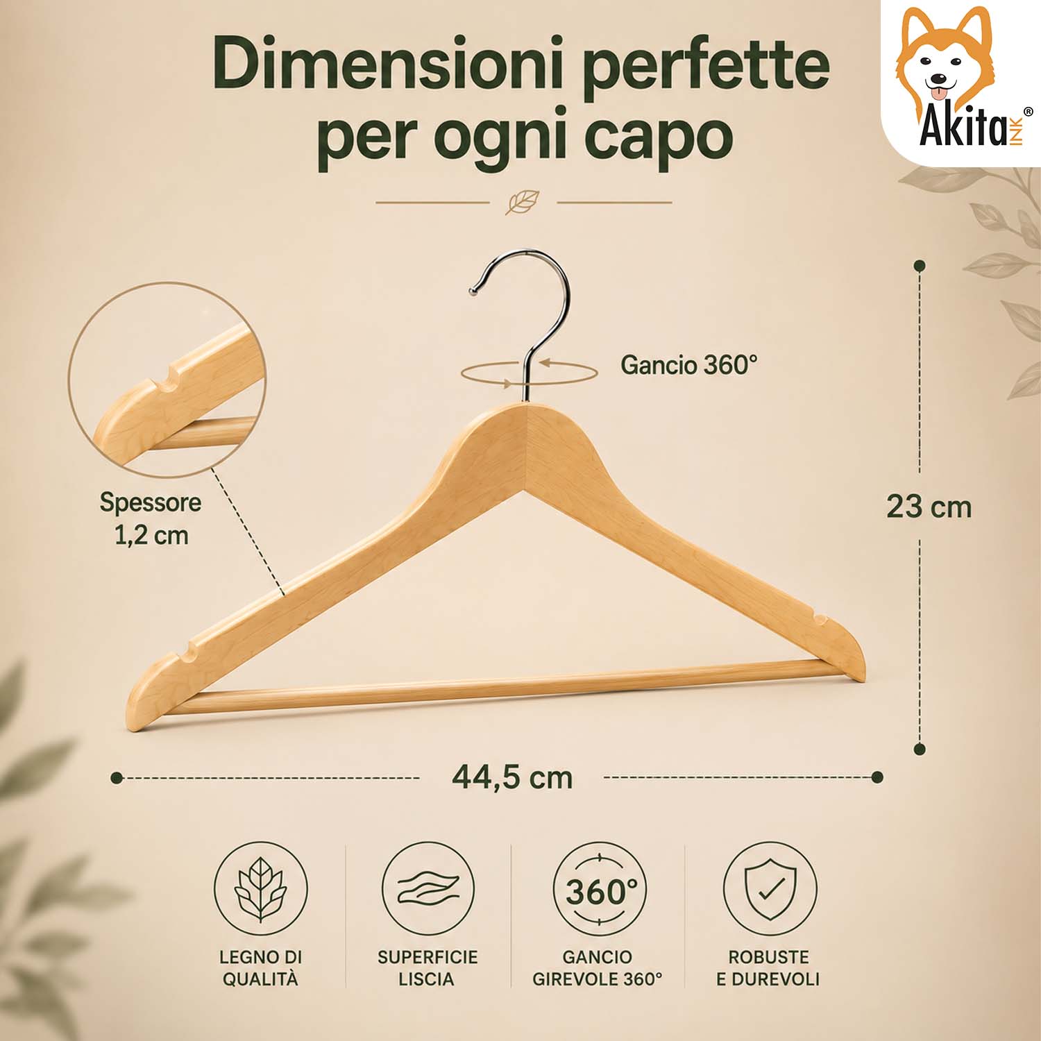 Set 12 Grucce in Legno con Barra Antiscivolo e Gancio 360 foto 3