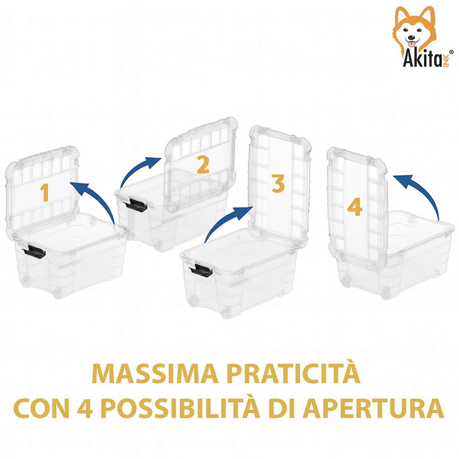 Contenitore Box 60L Magic 4 aperture con Ruote Trasparente foto 6