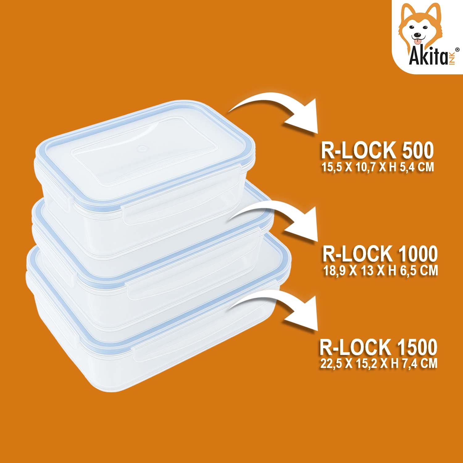 Kit Contenitori Ermetici Superlock 3 Pezzi Trasparenti AkitaInk foto 6