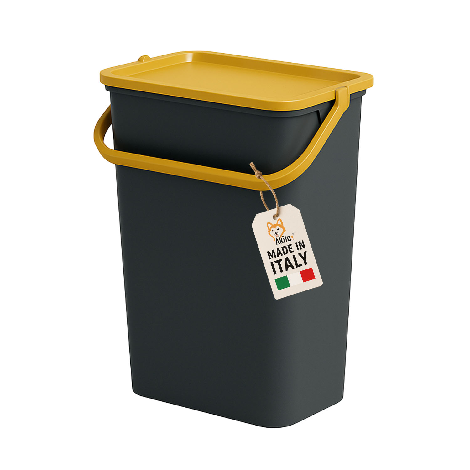 AkitaInk Pattumiera 10L Moda Nero - Ambra con Manico foto 2