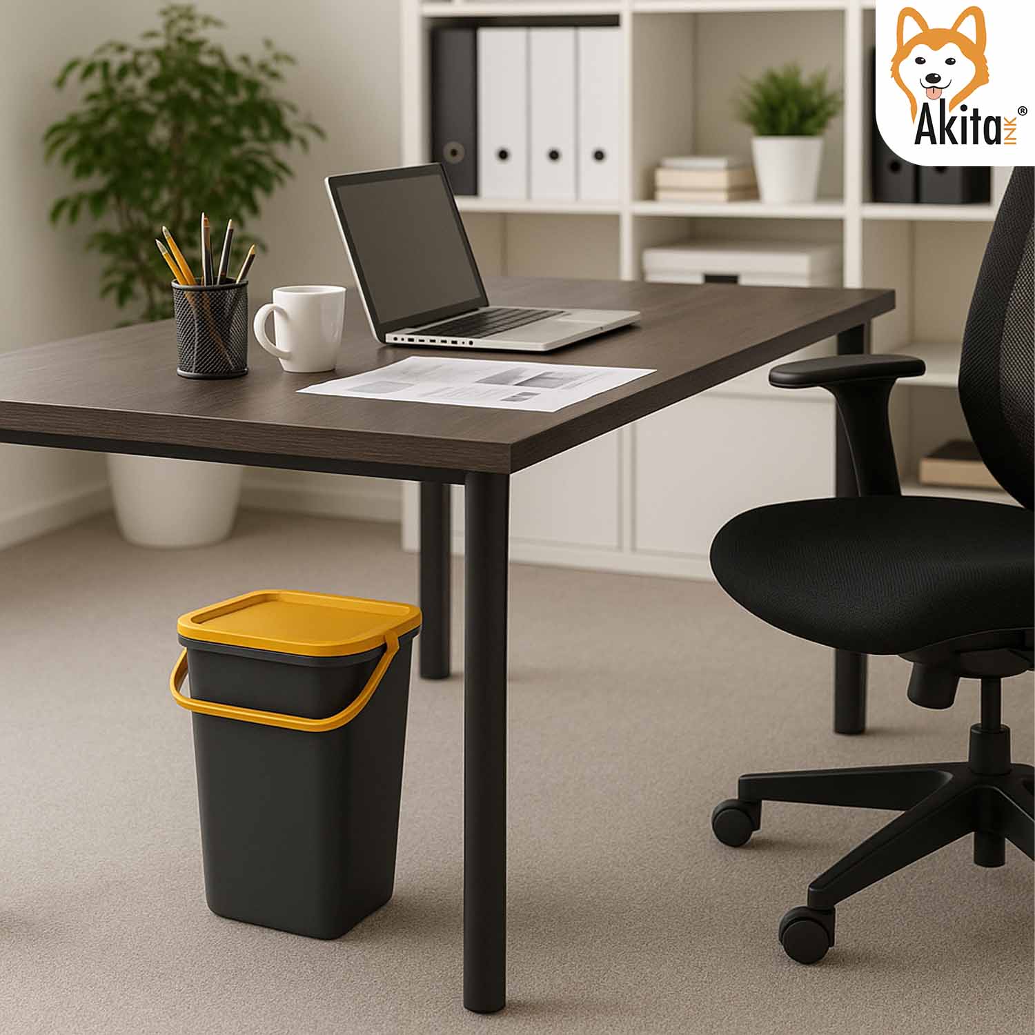 AkitaInk Pattumiera 10L Moda Nero - Ambra con Manico foto 3