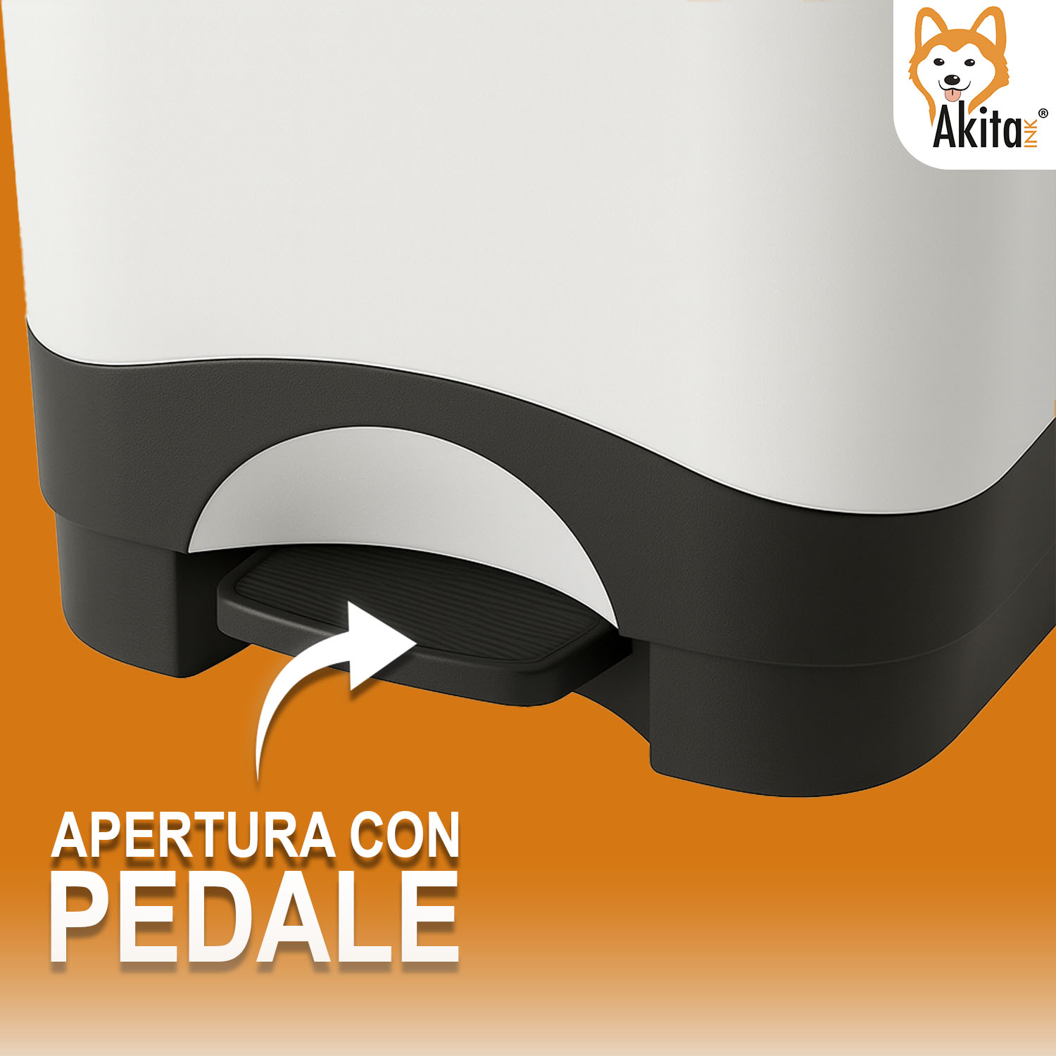 Pattumiera a Pedale 8L Light Grey AkitaInk Design Moderno foto 3
