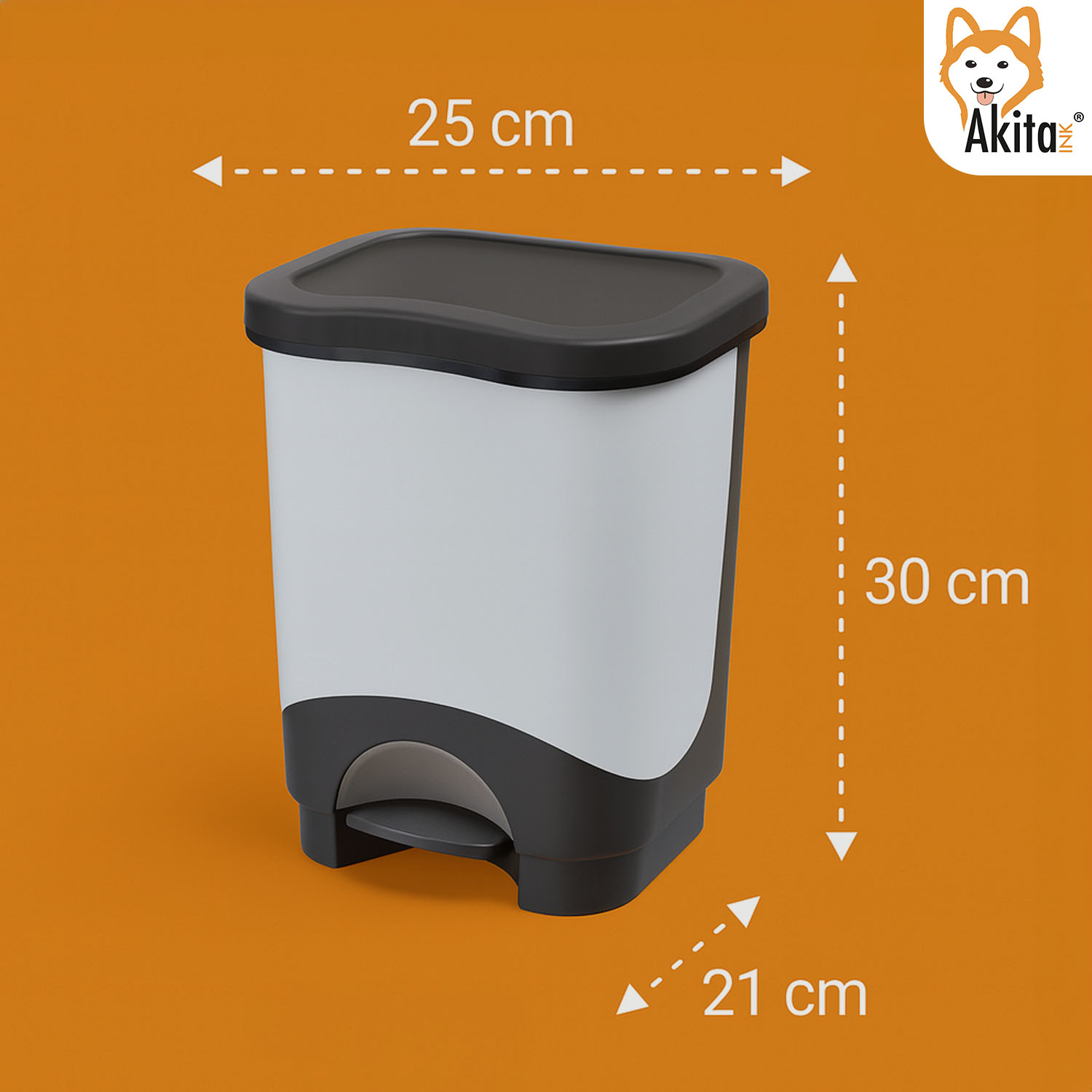 Pattumiera a Pedale 8L Light Grey AkitaInk Design Moderno foto 4