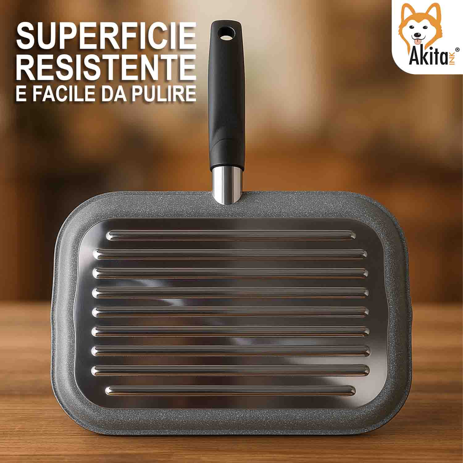 Bistecchiera Stone 34x24 cm Antiaderente Salvaspazio 2 Becchi foto 4