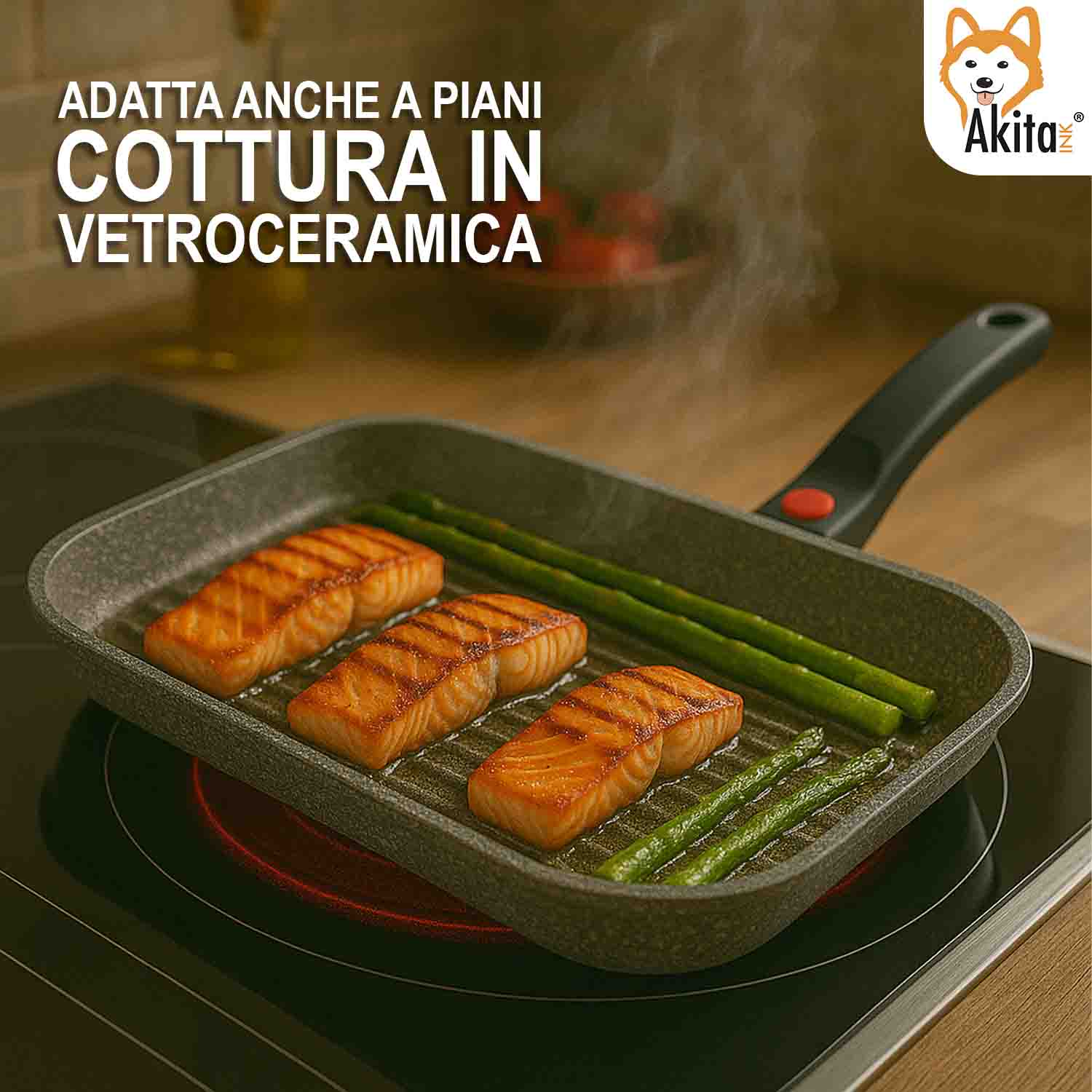 Bistecchiera Stone 34x24 cm Antiaderente Salvaspazio 2 Becchi foto 5