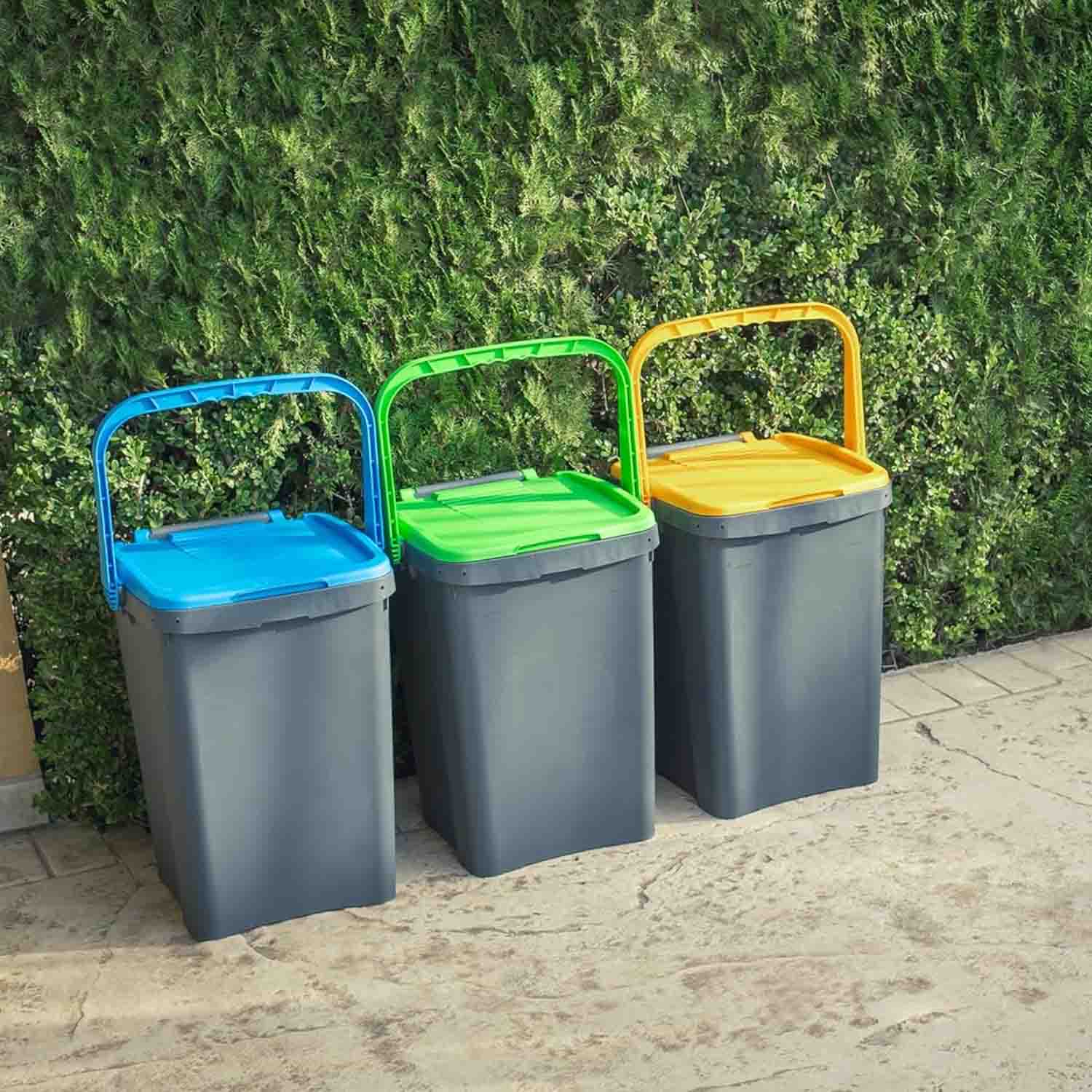 Set 3 pattumiere e bidoni 50L grandi raccolta differenziata foto 6