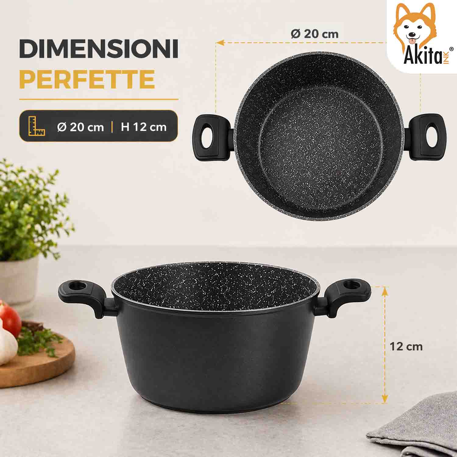 Casseruola Antiaderente 20 cm Induzione 2 Manici foto 6