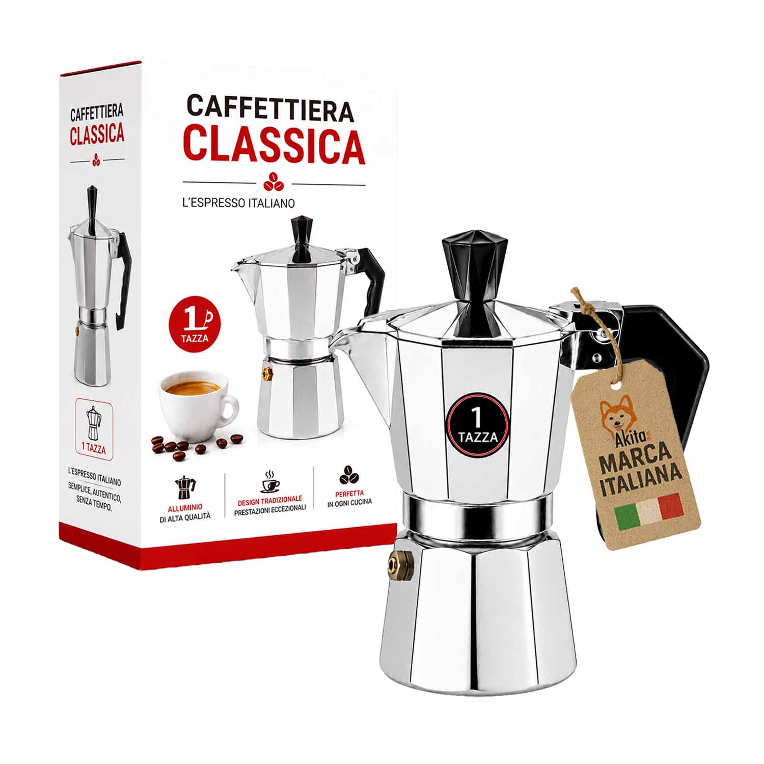 Caffettiera Moka 1 Tazza con Valvola di Sicurezza foto 2