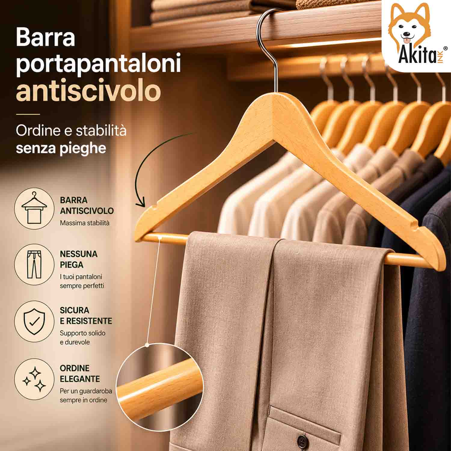 Set 24 Grucce in Legno con Barra Antiscivolo e Gancio 360 foto 6