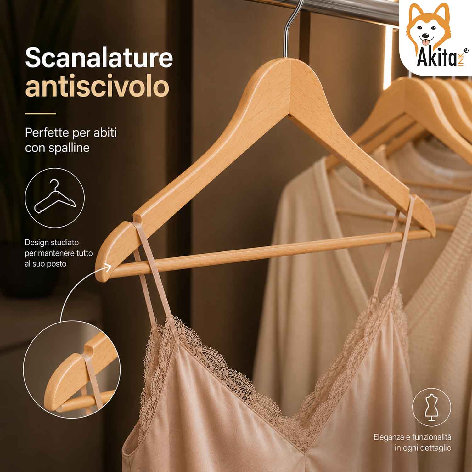 Set 24 Grucce in Legno con Barra Antiscivolo e Gancio 360 foto 5