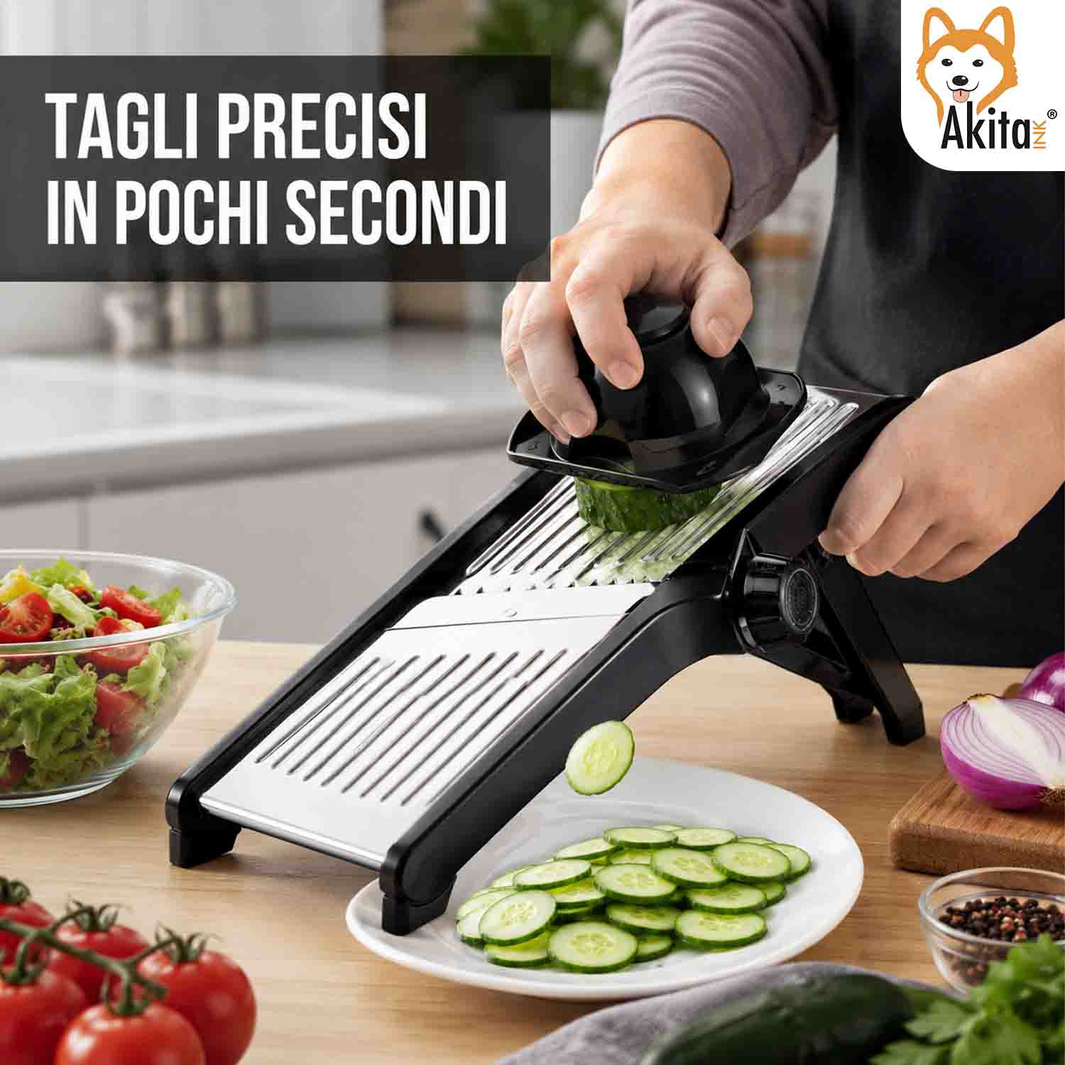Mandolina Professionale Acciaio Inox Regolabile 1 a 9 mm foto 3