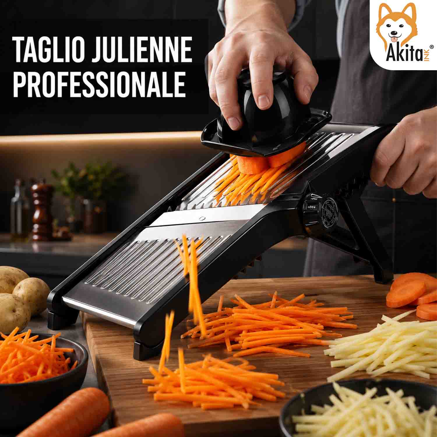 Mandolina Professionale Acciaio Inox Regolabile 1 a 9 mm foto 5