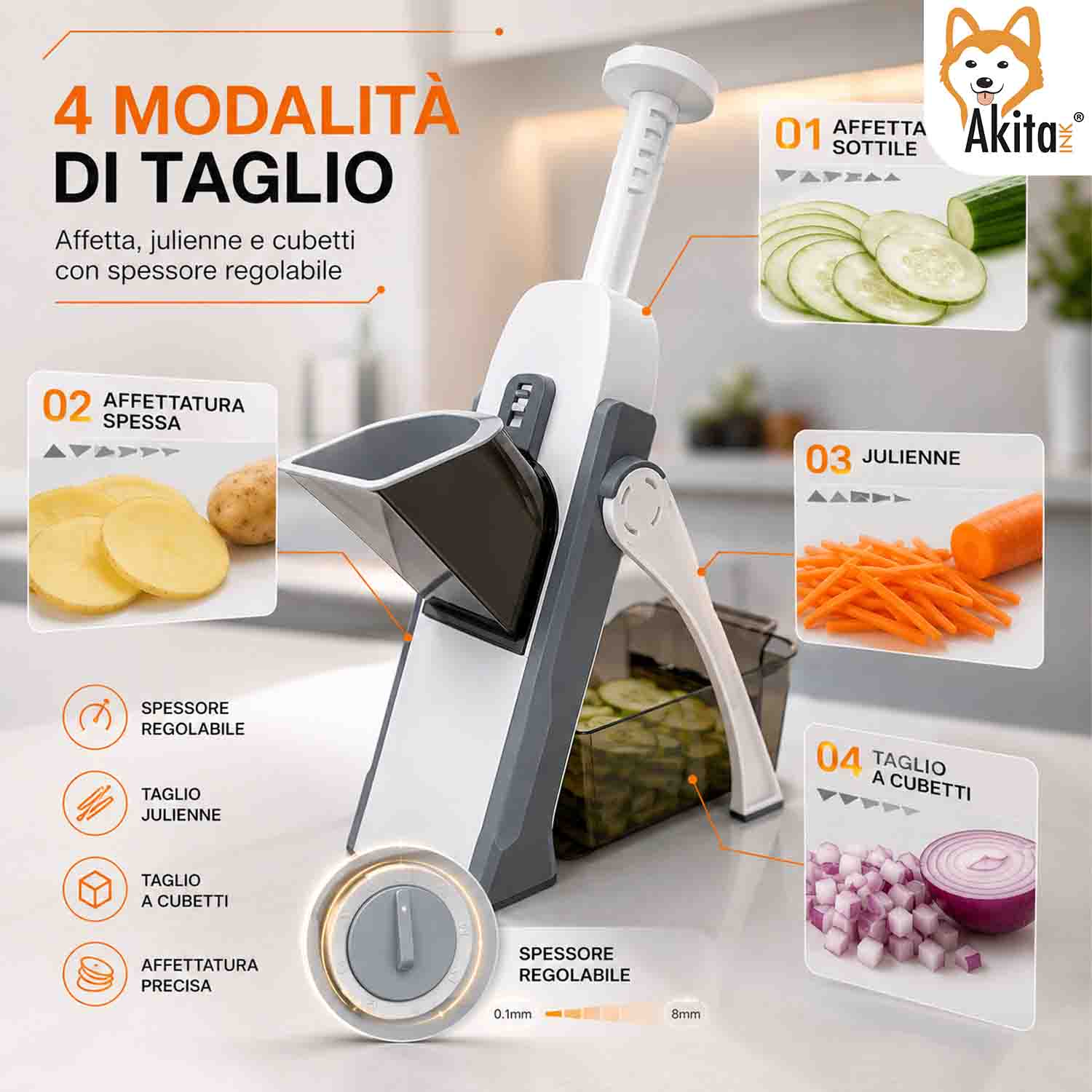 Mandolina Affettatrice Verticale Multifunzione Regolabile foto 3