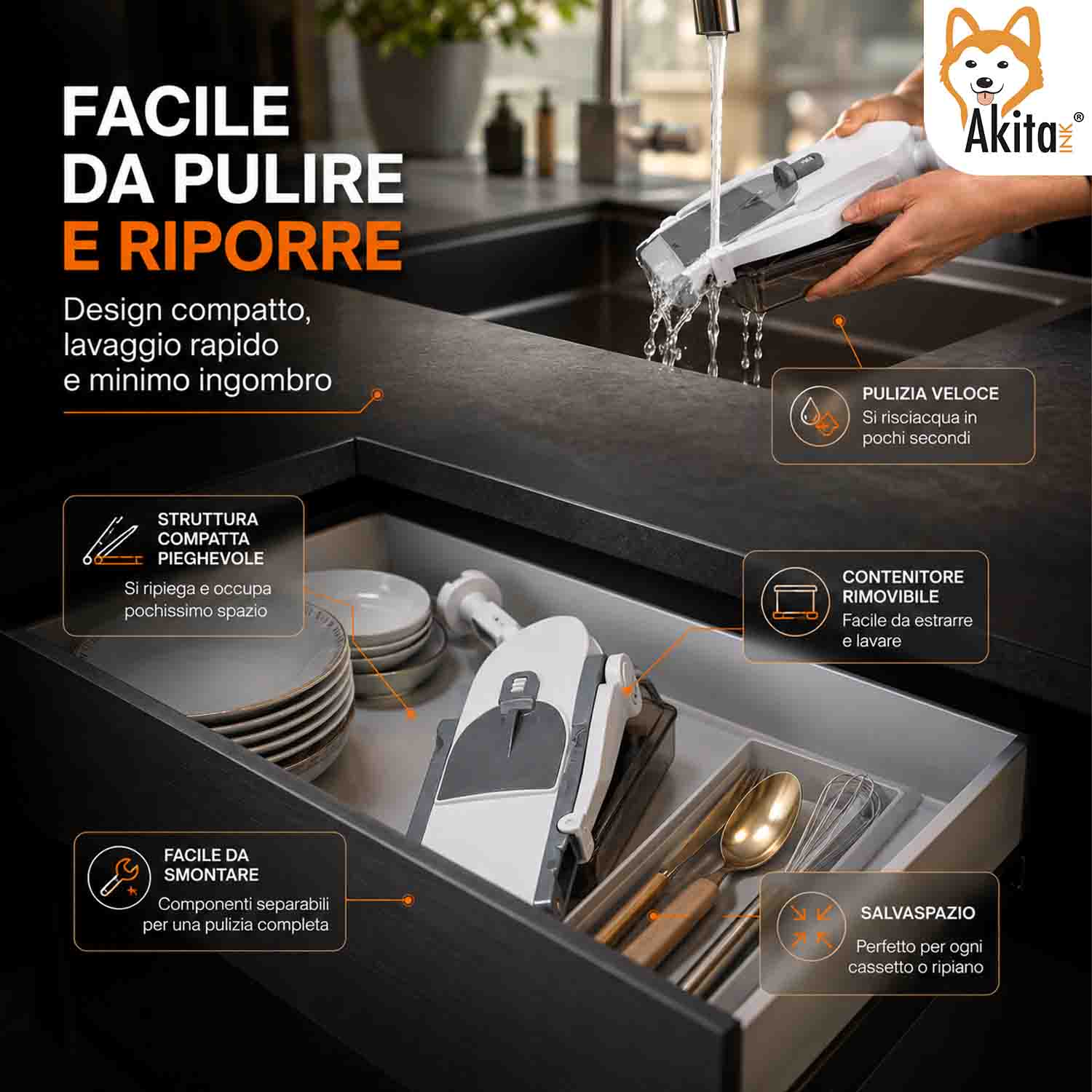 Mandolina Affettatrice Verticale Multifunzione Regolabile foto 4