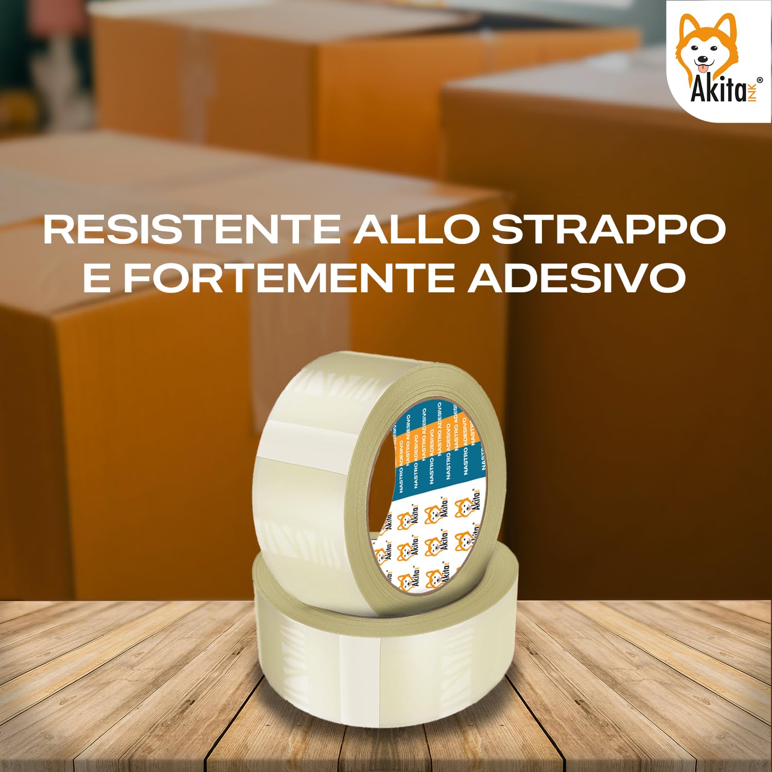 Akitaink Nastro adesivo pacchi imballaggi trasparente 50x66 mt Silenzioso 12 pcs foto 3