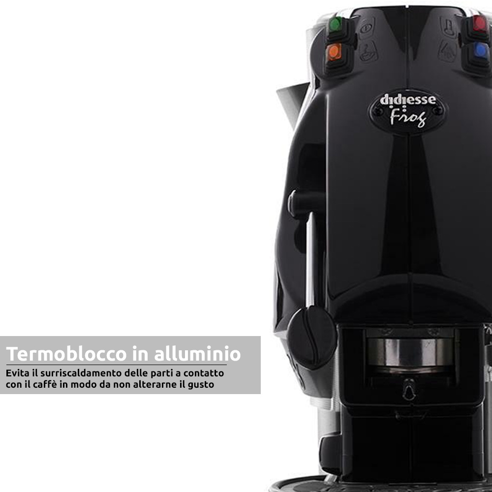 Frog revolution macchina da caffe' a cialde 38, 44 mm di colore nero lucido 650W foto 4