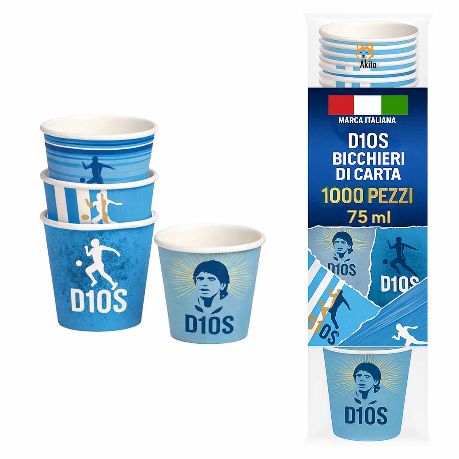 Bicchieri d10s 75 ml - 1000 pezzi monouso calcio.