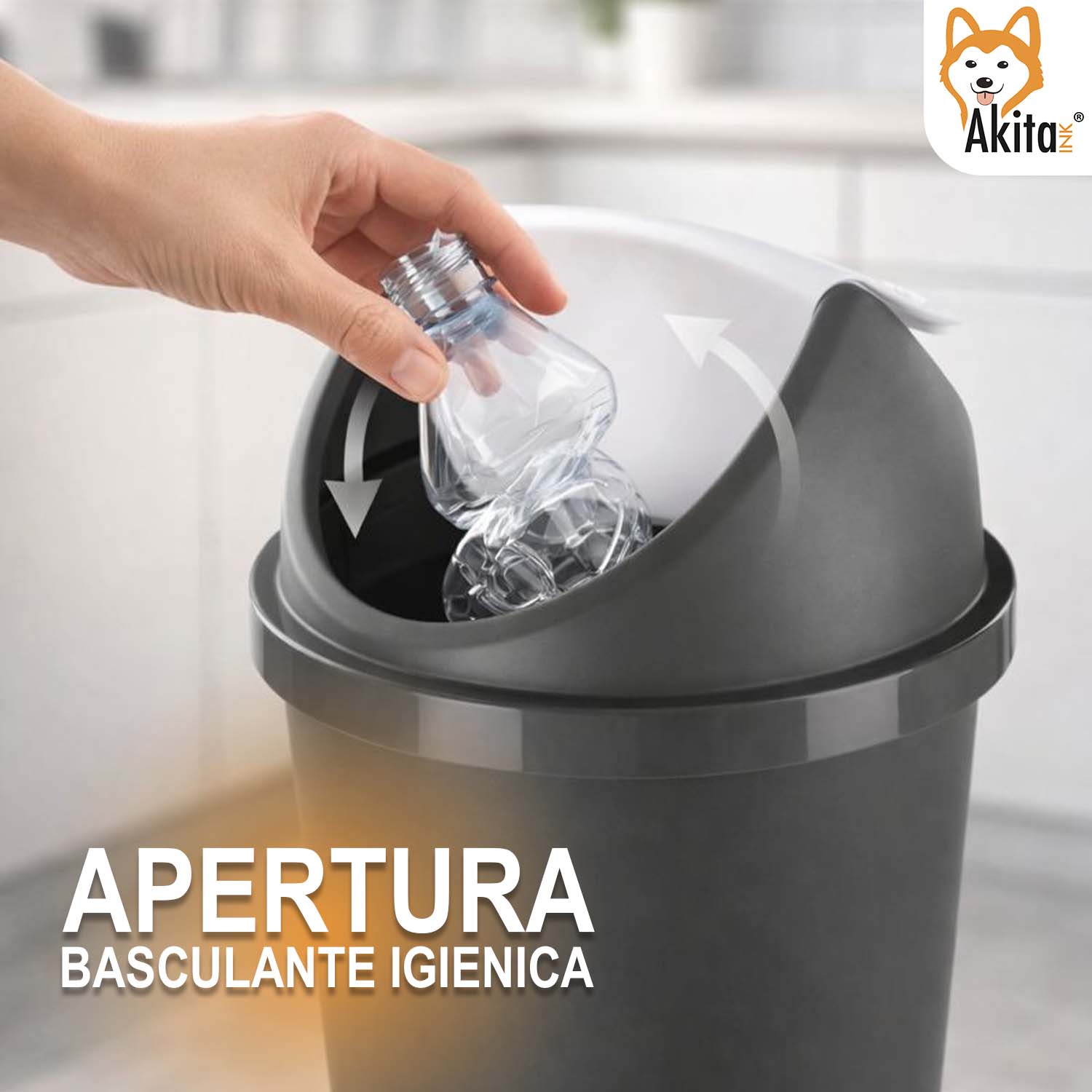 Pattumiera Basculante Swing 25 L Bianco\Grafite foto 3